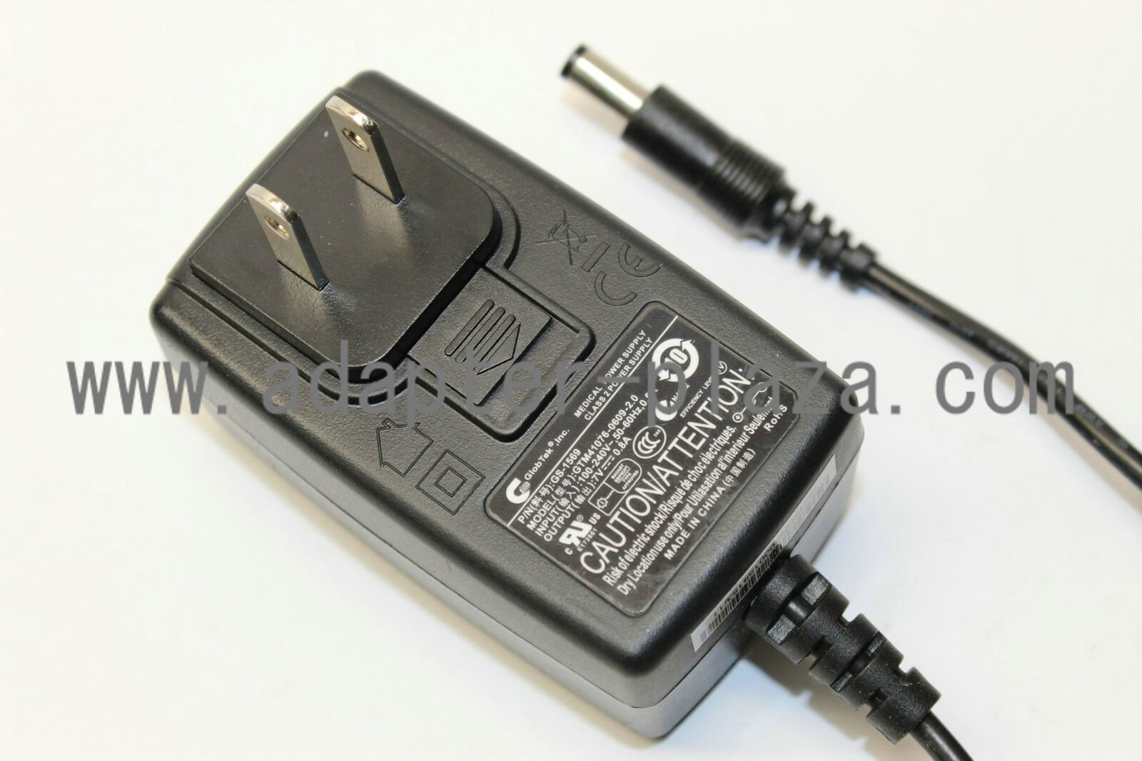 GlobTek GTM41076-0609-2.0 Class 2 Medical Power Supply 7V 0.8A Adapter